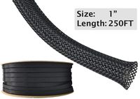 Electriduct 1" PET Expandable Braid Sleeving Flexible Wire Mesh Sleeve - 250 Feet - Black