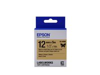 Epson LabelWorks Ribbon LK (Replaces LC) Tape Cartridge ~1/2" Black on Gold (LK-4KBK) - for use with LabelWorks LW-300, LW-400, LW-600P and LW-700 Label Printers