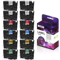 Motan Ptouch Compatible for Brother Tze-241 Tz-141 Tze 441 Tz 541 Tze-641 Tze741 Tape 26.2Feet(8m) 18mm 0.71Inch Laminated Label Tape for P-Touch Label Maker PT-d400 PT-d600 PT-1880 PT-p750w,12-Pack