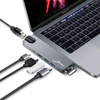 USB C Hub Adapter,7 in 1 Dual Type-C Docking Station Thunderbolt 3 Hub for 2016/2017/2018 MacBook Pro with 100W Power Delivery,Gigabit Ethernet Port,USB-C,4K HDMI,2xUSB3.0,SD and MicroSD Card Reader