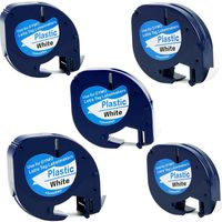 Royplus Plastic Label Tape Refills 91331 S0721660 Black on White 12mm x 4m (1/2 Inch x 13 Feet ) Compatible Dymo LetraTag Plus LT100H LT100T QX50 Label Maker