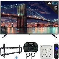 TCL 55R617 55-inch Class 6-Series 4K HDR Roku Smart TV (2018 Model) Bundle with 37-70-inch Low Profile Wall Mount Kit, Deco Gear Wireless Keyboard and 6-Outlet Surge Adapter with Night Light
