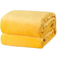 Bedsure Flannel Fleece Luxury Blanket Yellow Lightweight Cozy Plush Microfiber Solid Blanket 50x60 in