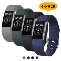 Fondenn Bands Compatible with Fitbit Charge 2 for Women and Men (4 Pack), Classic Adjustable Soft Silicone Sport Strap Replacement Wristband for Fitbit Charge 2