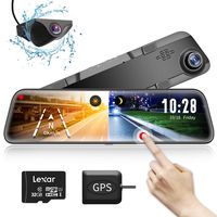 Mirror Dash Cam Backup Camera, 1296P HD Dual Lens Smart Rear View Mirror for Cars & Trucks, 12" IPS Full Touch Screen, Sony IMX335 HDR Stream Media with Night Vision & G-Sensor, 32GB TF Card Included