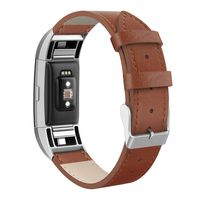 SWEES Leather Bands Compatible with Fitbit Charge 2, Genuine Leather Replacement Large (6.4" - 8.3") Wristband Women Men, Black, Coffee Brown, Blue, Retro Brown, Dark Brown