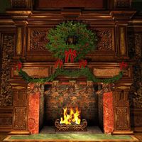 GladsBuy Symmetrical Fireplace 10' x 10' Computer Printed Photography Backdrop Christmas Theme Background XLX-177