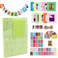 Ngaantyun Accessory Bundle Kit for Fujifilm Instax Mini 9 8 90 8+ 7s 25 26 50s 70 Mini Liplay Instant Camera (84 Pocket Album, 20 Sticker, 10 Wall Hanging Frames, 10 Clips with String) - Green Bird