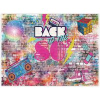 Allenjoy 8x6ft Fabric 80s Photography Hip Hop Theme Backdrop Party Supplies Retro Back to 1980s Rock Punk Decorations for Birthday Banner Let's Crazy Vintage Studio Photo Booth Background Props Favors