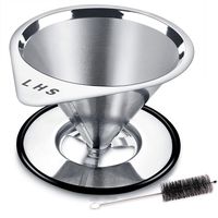 Pour Over Coffee Dripper, Coffee Filter Cone Reusable Paperless Stainless Steel Coffee Filter Single Layer Coffee Maker 1-4 Cup