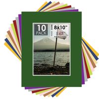 Mat Board Center, Pack of 10, 8x10 Mixed Colors White Core Picture Mats Mattes Matting for 5x7 Photo