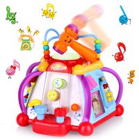 AOKESI Educational Baby Sit Up Toys, Musical Activity Cube Play Center with Realistic Sound and Colorful Lights, Multi-Function and Activities Skills for 1 Year Old Children Learning and Development