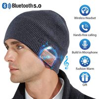 Bluetooth Beanie Hat,Mens Gifts V5.0 Unisex Wireless Knitted Cap Winter Warm Hats for Outdoor Sports Running with Stereo Headphone Speaker Unique Christmas Tech Gifts for Men Women(Grey)