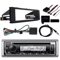 Kenwood in-Dash Single-DIN Bluetooth CD Receiver, Enrock Radio Dash Kit ('98-'13 Harley Davidson, HD Touring), Axxess Steering Wheel Control Interface, Radio Antenna