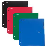 Five Star 4-Pocket Folders, Folders with Pockets, Plastic, Quick-View, Assorted Colors, 4 Pack (73272)