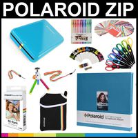 Polaroid Zip Mobile Printer Gift Bundle + Zink Paper (30 Sheets) + 8x8 Cloth Scrapbook + Pouch + 6 Edged Scissors + 100 Sticker Border Frames + Color Gel Pens + Hanging Frames + Accessories