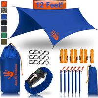 Rain Fly EVOLUTION 12x10/10x10 Hammock Waterproof Tent TARP & Survival Bracelet - 22 pcs - Lightweight - Backpacking Approved - Perfect Hammock Shelter - Multiple Colors 12X10 Blue