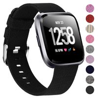 Welltin Bands Compatible with Fitbit Versa/Fitbit Versa Lite for Women Men (Black, Small 5.2"-6.7")
