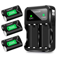 TAIKER Compatible with Xbox One Battery 3 Pack x 2550mAh Rechargeable Controller Battery and Charger for Xbox One/Xbox One S/Xbox One X/Xbox One Elite Wireless Controller