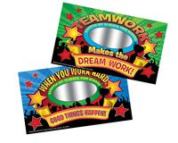 Eureka Back to School Sports 'Teamwork Makes The Dream Work' Scratch Off Student Awards, 24pc,  3.5'' H X 6'' W