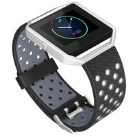 iHillon Compatible with Fitbit Blaze Band with Silver Frame, 1-Pack Soft Two-Toned Breathable Bands Compatible with Fitbit Blaze with Metal Buckle Sport Wristbands, Women Men