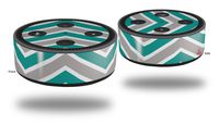 Skin Wrap Decal Set 2 Pack for Amazon Echo Dot 2 - Zig Zag Teal and Gray (2nd Generation ONLY - Echo NOT Included)