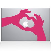 The Decal Guru Love Heart Hands MacBook Decal Vinyl Sticker - 12" MacBook - Pink (1236-MAC-12M-BG)