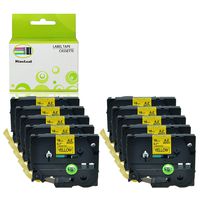 NineLeaf 10PK Laminated Replacement P-Touch Label Tape Compatible for Brother TZ-641 TZe-641 TZe641 (3/4" X 26.2', 18mm x 8m, Black on Yellow)