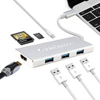 CableDeconn USB C To Hub 7IN1 Portable Thunderbolt3 USB 3.1 with HDMI Port USB 3.0 HUB SD & MicroSD Card Reader USBC Charging port for Samsung Galaxy S8 (Silver)