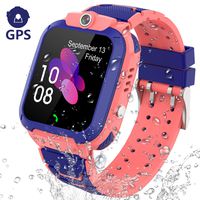 Kids Smart Watch GPS Tracker - IP67 Waterproof Smartwatch Phone for Kids HD Touch Screen SOS Call Voice Chat Digital Wrist Watch Alarm Clock Camera Birthday Gifts for School Boy Girls (Pink)