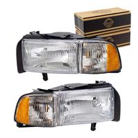 BROCK Driver and Passenger Headlights Headlamps with Corner Lamp Replacement for Dodge Ram Pickup Truck 55076749AD 55076748AD