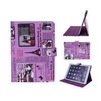 ELEOPTION Auto Sleep/Wake Function 360 Degree Rotating Smart Case Cover for 7.9 inch Apple iPad Mini/iPad Mini 2 /iPad Mini 3 with a Stylus as a Gift (B-Newspapers Pattern Purple)