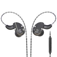 RevoNext NEX202 in Ear Monitor,Dual Driver Headphones 1DD+1BA Aluminum Alloy Shell HiFi Earbuds with 0.78mm 2Pins 3.5mm Plug Upgraded Detachable Cables (mic, Black)
