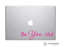 Be You Tiful Text Black Bathroom Silhouette Macbook Symbol Iphone Apple Ipad Decal Skin Sticker Laptop (Pink)