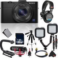 Sony Cyber-Shot DSC-RX100 II Digital Camera Vlogging Kit Rode Mic, Sony Studio Headphones International Model