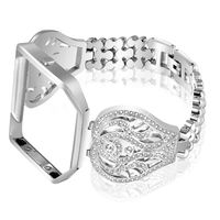 Nigaee for Fitbit Blaze Bands with Frame, Stainless Steel Replacement Band Compatible for Fitbit Blaze, Rhinestone Bling Accessories Wristband Strap for Women, Bracelet 2 Silver
