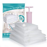 AirBaker Vacuum Storage Bags 8 pcs (3 x Jumbo, 2 x Large, 3 x Medium) for Comforters Blankets Clothes Pillows Travel Space Saver Seal Bag Hand Pump Included