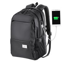 School Backpack Boys Bookbags Water Resistant Laptop Computer Bag with USB Charging Port College Student Backpack (Black)