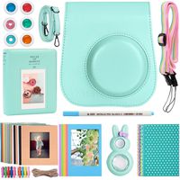 Katia Instant Camera Accessories Bundle Compatible for Fujifilm Mini 9 / Mini 8+ / Mini 8 Instant Film Camera. Includes Camera Case, Album, Frame, Stickers, Strap,etc - Ice Blue