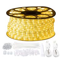 GuoTonG 131.2ft Plug in LED Rope Lights, 1440 Warm White LEDs, 110V, 2 Wire, Waterproof, Connectable, Power Socket Connector Fuse Holder, Indoor/Outdoor Use, Ideal for Backyards, Decorative Lighting