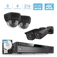 Amcrest 4K Security Camera System w/ 4K 8CH PoE NVR, (4) x 4K (8-Megapixel) IP67 Weatherproof Metal Bullet & Dome POE IP Cameras (3840x2160), 2.8mm Wide Angle Lens, NV4108E-2493EB2-2496EB2-2TB (Black)