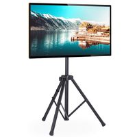 Rfiver Portable Tripod TV Display Floor Stand with Swivel & Tilt Mount for 32"-60" Plasma LCD, LED, OLED Flat/Curved Screen TVs, Height Adjustable and Legs Foldable, Max VESA 400x400mm, Black DS1001