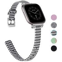 Seltureone Woven Fabric Band Compatible for Fitbit Versa Lite, Fitbit Versa Bands -Grid (S)