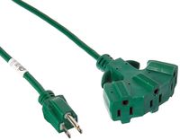 Monoprice 113827 8' 16/3 SJTW Green Outdoor Extension Cord with EZ Grip Triple Tap