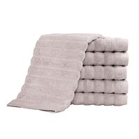 Classic Turkish Towels Luxury Ribbed Washcloths - Soft Thick Jacquard Woven 6 Piece Bath Set Made with 100% Turkish Cotton (Almond Beige, 13x13 Washcloths)