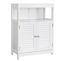 VASAGLE Bathroom Storage Floor Cabinet Free Standing with Double Shutter Door and Adjustable Shelf White