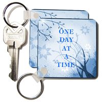 3dRose One Day At A Time On Colored Backgound - Key Chains, 2.25 x 4.5 inches, set of 4 (kc_80290_2)