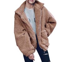 YANG-YI Womens Coat Casual Lapel Fleece Fuzzy Faux Shearling Coat Winter Oversized Fluffy Jackets Khaki