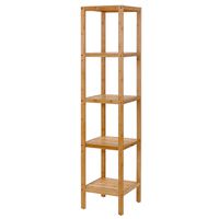 SONGMICS 100% 5-Tier Bamboo Bathroom Shelf, Narrow Shelving Unit, Multifunctional Storage Rack, Wood Corner Rack, for Kitchen, Livingroom, Bedroom, Hallway Natural UBCB55Y