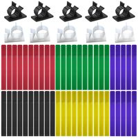 FineGood 20 pcs Adjustable Cable Clips & 50 pcs Cable Ties, Adhesive Nylon Wire Clamps Cable Holders with 5-Color Reusable Fastening Adhesive Cord Rope Organizer Management